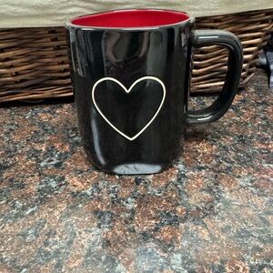 Rae Dunn Black Heart Mug with Red Interior